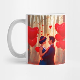 A beautiful couple with heart balloons Mug